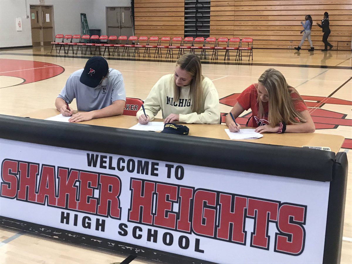 raidersofshaker's tweet photo. Congratulations to Calvin Brown (Penn ⚾️), Lori Clarke (Michigan 🏑 and Ryan Skall (UIC ⚽️), all signing their NCAA National Letter of Intent today! https://t.co/2ptrm9fEZB