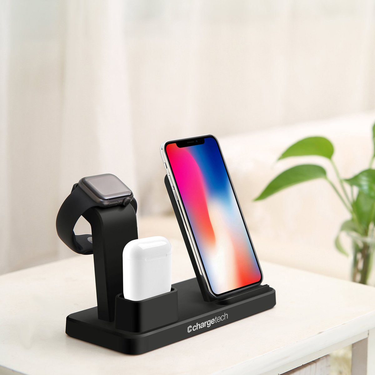 Chargetech On Twitter Three In One Wireless Charger Simplifies Your Nightstand Or Work Space Charging Station Powers Iphone 8 And Up Qi Devices Apple Watch And Air Pods Https T Co Ebdx2ynblj