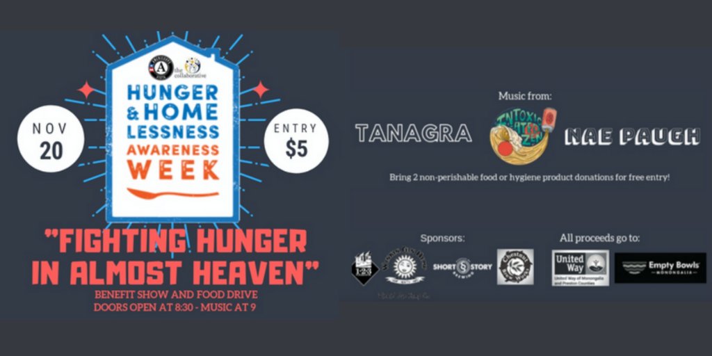 EmptyBowlsMon's tweet image. We are 1️⃣week away from this fun event at @123pleasant to benefit @EmptyBowlsMon! #event #fundraiser #donate #concert #show #nightout #morgantown #emptybowlsmon