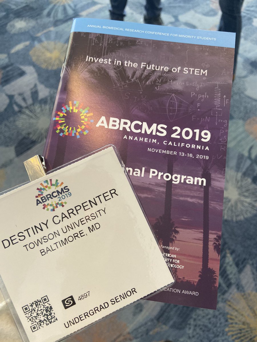 Destiny07356185's tweet photo. Welcome to #ABRCMS2019 !! Woohoo! We made it five minutes ago and I already made a Biochem major from New York! Good stuff! @umbc_lsamp @Tracy_D_Bell  #ThinkBigDiversity https://t.co/aQZi1xrkaK
