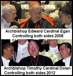 Let's have some fun. There is supposed to be a separation of Church and State and the US President is supposed to be the most powerful man in the world. So why is he not in the Middle? Why are the Al Smith award dinners held and why is the Cardinal of NY always in the middle?