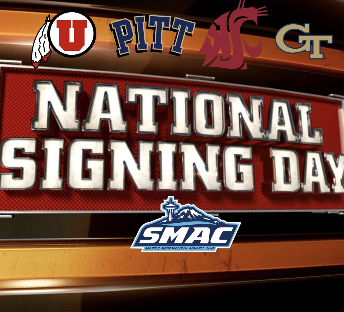 Swim_SMAC's tweet photo. Congratulations to our 6 seniors who have signed their National Letter of Intent‼️ We are so proud! Nathan H (Georgia Tech), Kate L (Utah), Taylor K (Utah), Emily W (Wash St.), Warren B (Pitt), Rylee S (Utah). #SwimSMAC 💙👏🏼#NationalSigningDay #ClubToCollege https://t.co/A2jTm8crot