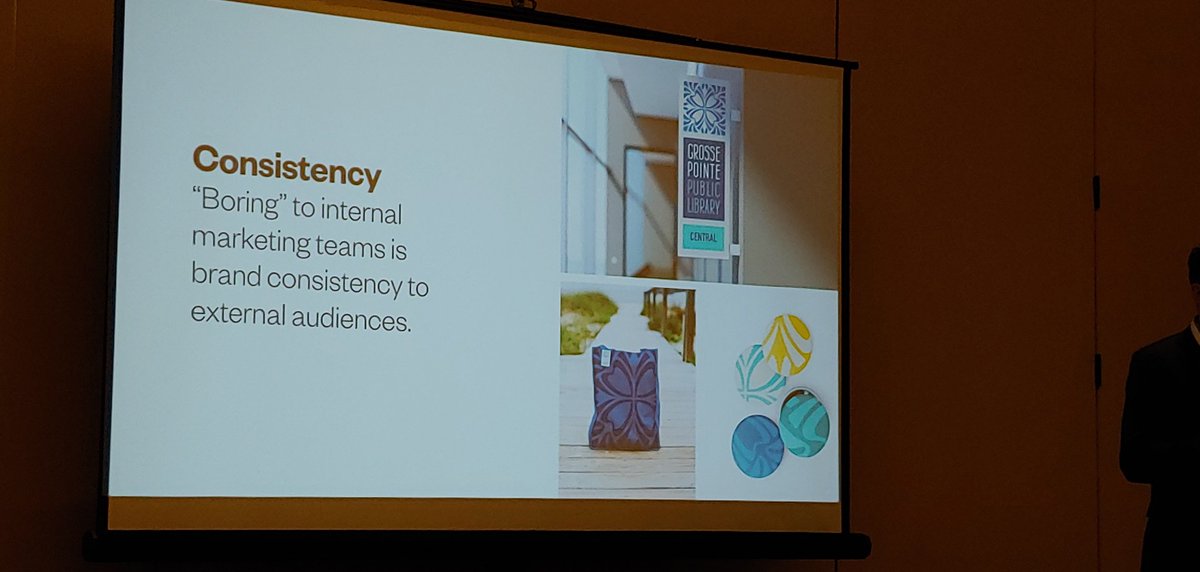 stacymstjohn's tweet photo. Creatives tend to want to push the envelope, keep creating new stuff. What may seem "boring" can actually be brand consistency. #lmcc19 https://t.co/NeSw9Lf2c9