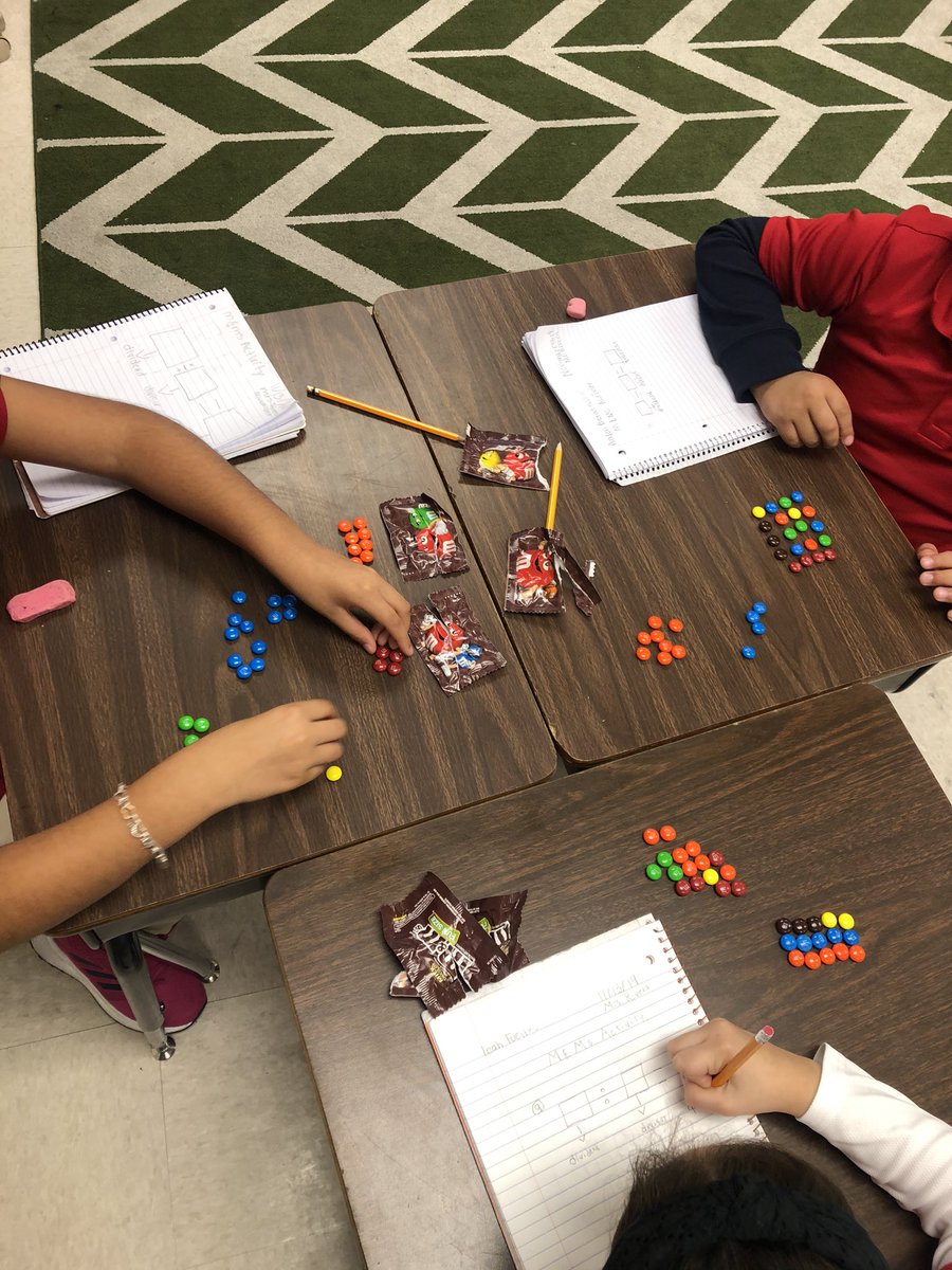 Enjoying division with M&amp;Ms with Ms. Rivera. What a fun, delicious lesson! #mathletic #bisdshines @MarMRiv