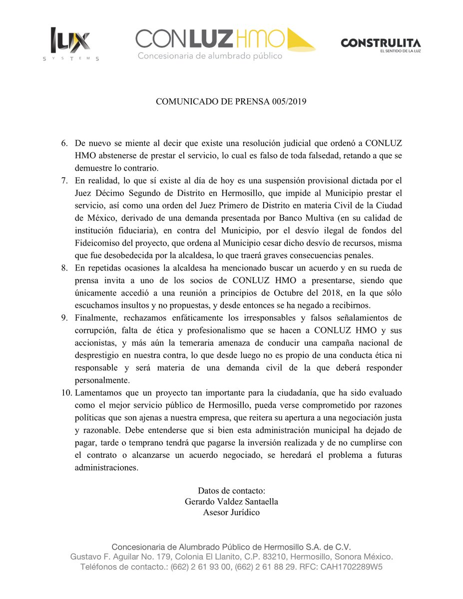 ConLuzHMO's tweet photo. El compromiso de #ConLuzHMO es y será siempre en beneficio de la ciudadanía. Lamentamos que un proyecto tan importante, que ha sido evaluado como el mejor servicio público de #Hermosillo, pueda verse comprometido por razones políticas que son ajenas a nosotros. #Sonora https://t.co/coBb68IE8j