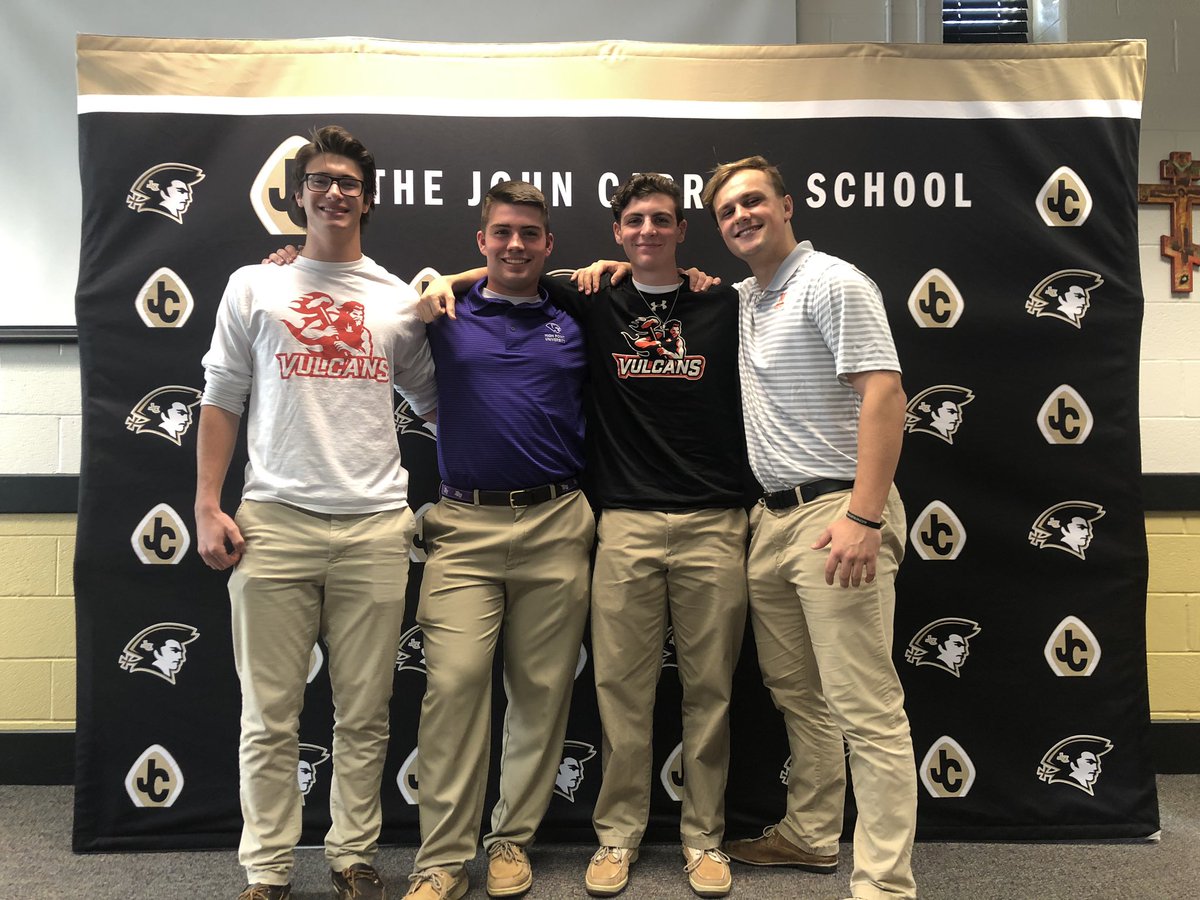 JC_Baseball_'s tweet photo. Congrats to our guys on signing their NLI’s Today!

Gavin Wingard- Cal U Of PA 
Tyler Leach- High Point 
Aidan Ruiz- Cal U of PA 
Chuck Hafer- West Virginia Wesleyan 

#moneyteam https://t.co/D7DmU7poy8