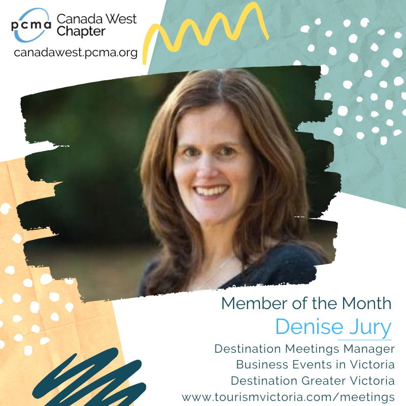 PCMACW's tweet image. Meet November's #MemberOfTheMonth, Denise Jury! She is the Destination Meetings Manager for Business Events in Victoria at Destination Greater Victoria. Her job entails creating awareness and connections with all of their amazing partners in Greater Victoria.
 #YVREventProfs
