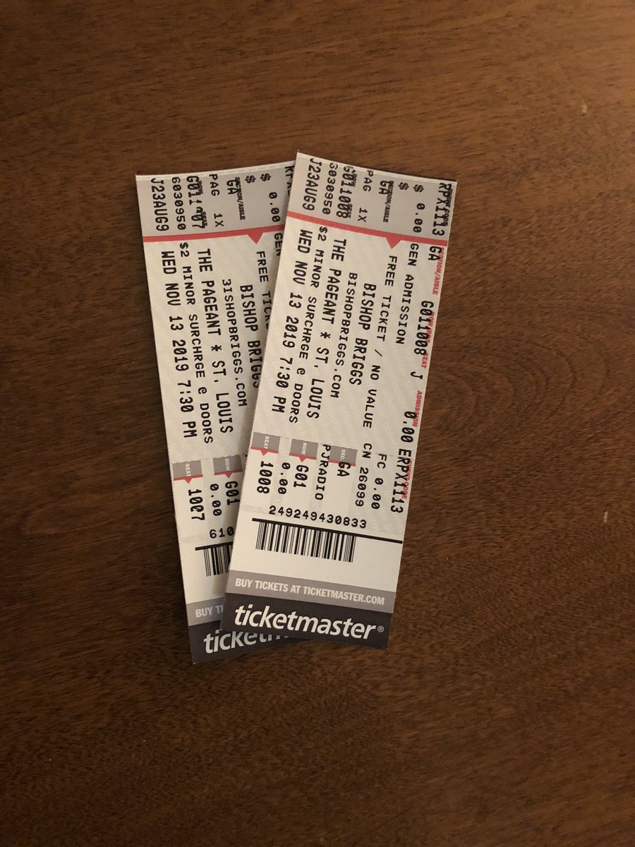 @STLwinegal and I ended up with two extra tickets to tonight’s @thatgirlbishop s’ show in St. Louis. Hit us up if you want the tickets! No charge!
