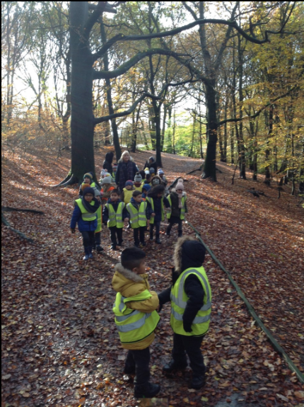CopthorneSch's tweet image. Nutmeg class had a wonderful trip to Judy Woods. We retold the story 'We're Going on a Bear Hunt' and investigated the Autumn leaves #Rustle #Crunch #WeExceed