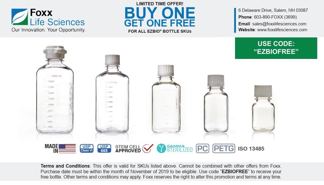 FoxxLifeScience's tweet photo. EZBio® bottle sale! Buy one, get one free! 
See the collection:
https://t.co/qFjbz9dtTC

#EzBio #FoxxLife #ShopFLS #singleuseplastic #BOGO #ScienceWeek2019 #LifeScience #November2019 https://t.co/L5KsfkqKgp