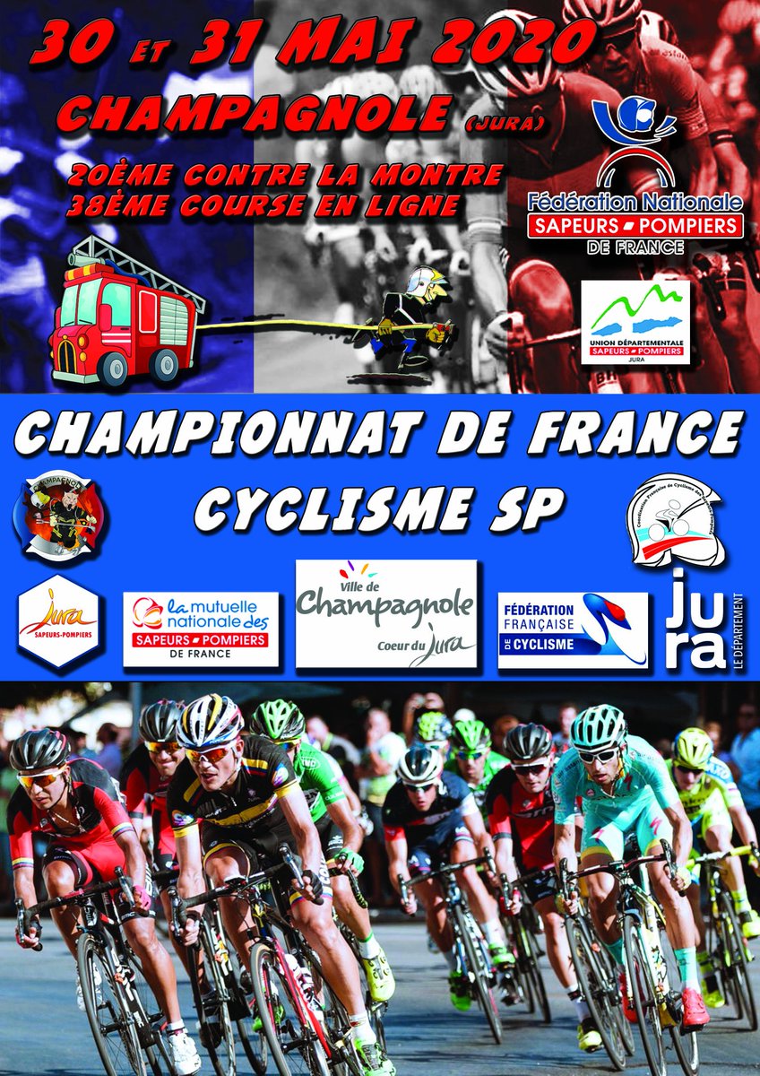 Tic tac tic tac... Les championnats de France cyclisme Sapeurs-Pompiers 2020 arrivent à petits pas. Retrouvez toutes les informations ici ! <a href="/PompiersFR/">Pompiers de France</a> @AllioneFNSPF <a href="/udsp_39/">UDSP 39</a> <a href="/phuguenet/">Philippe Huguenet</a> <a href="/Prefet39/">Préfet du Jura</a> <a href="/MNSPF/">MNSPF</a> <a href="/FFCyclisme/">FFC</a> <a href="/SDIS39/">SDIS du Jura</a> <a href="/A_Vuillermoz/">Alexis Vuillermoz</a> <a href="/guyon_j/">GUYON Jérôme</a> <a href="/FredTisserant/">Frédéric TISSERANT</a>