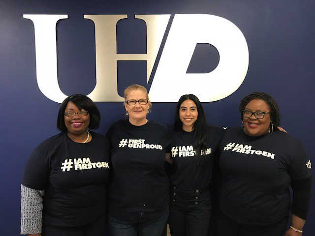 uhdowntown's tweet photo. UHD Office of Student Affairs and Office of Enrollment Management staff members showed their support of First-Generation college students by wearing spirit shirts on Wednesday! #CelebrateFirstGen
#UHDFirstGen https://t.co/aLhzRno8Wk