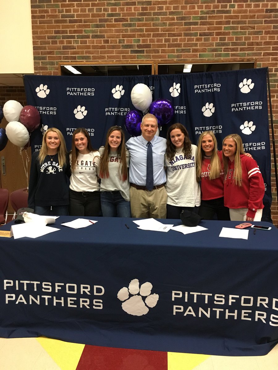 <a href="/PLaxGirls/">Pittsford Girls Lax</a> had 6 NLI signings today. Congrats Sophie Browne, Kyra Lucey , Kacie Mooney, Ashley Sampone, Taylor Sampone, Teaghan Wehner! @SPECNewsROC <a href="/DandC/">Democrat & Chronicle</a>