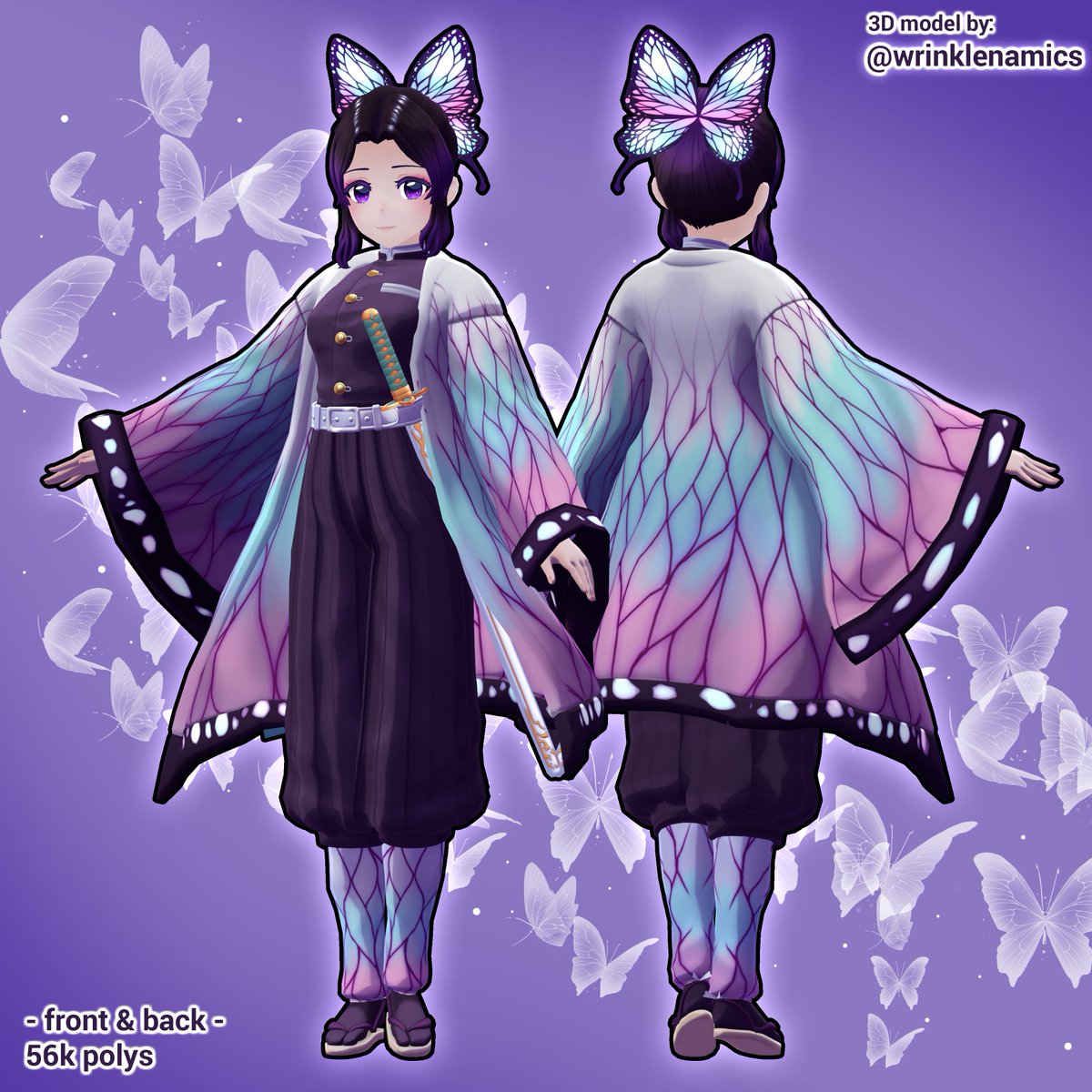 wrinklenamics's tweet photo. Kocho from Demon Slayer is finally done! Play her in VRChat here! 😁 Thanks everyone for your support!
https://t.co/s9bo47lp8y
#VRChat #unity3d #booth_pm #DemonSlayer https://t.co/Dikh7MtfVQ