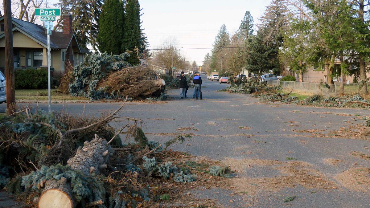 SpokaneCity's tweet photo. #ALookBack Nov. 2015: Employees from all disciplines within the City joined in the effort to respond to the impacts of a major windstorm that left thousands without power for days. Explore more milestones from the past 8 years https://t.co/h3sd2gZf2u #OneSpokanePlan https://t.co/xNxTsZiSGF
