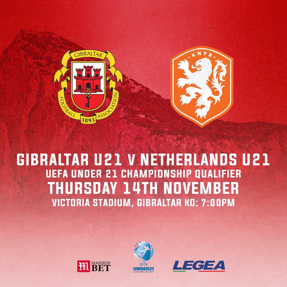 🇬🇮’s Under 21's take on Netherlands U21 tomorrow at 7pm at the Victoria Stadium 🏟

Entrance is free of charge.  

🎟Tickets can be collected at the Victoria Stadium Ticket Office (Tercentenary Hall) tomorrow evening as from 5pm.