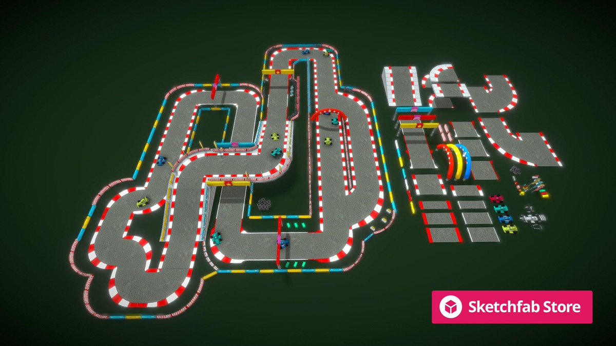 Sketchfab's tweet photo. Store staff pick: Modular Lowpoly Circuit Asset GoKart Racing by @frandez0. Buy it now for your #3D, #AR, or #VR projects: https://t.co/tVv0WA3LxI https://t.co/idnMdd7pPY