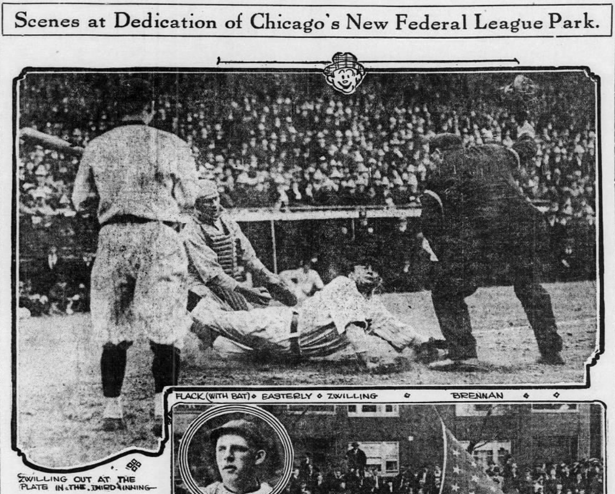 SportsOfYore's tweet photo. @SportsCollector The next day's Tribune had a couple of photos of the "scenes" at the park: https://t.co/MWy5e6eVzw