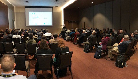 SecureWorld's tweet photo. Austin McBride, Threat Data Scientist at @CiscoUmbrella, presents on #EmergingThreats at SecureWorld Seattle. #SWSEA19 #AttackVectors #InfoSec @armcbride1 https://t.co/Qalevo1hsE
