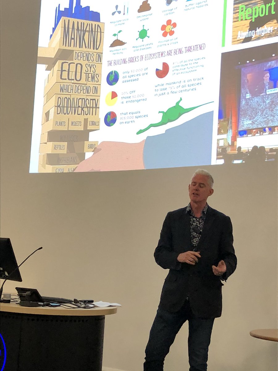 Doglethorpe's tweet photo. Great talk from Mike Barry @planamikebarry at the @cranfieldmngmt Sustainability Network this evening.  Loving the jenga metaphor for imminent environmental disruption https://t.co/umL0yA2ZGG
