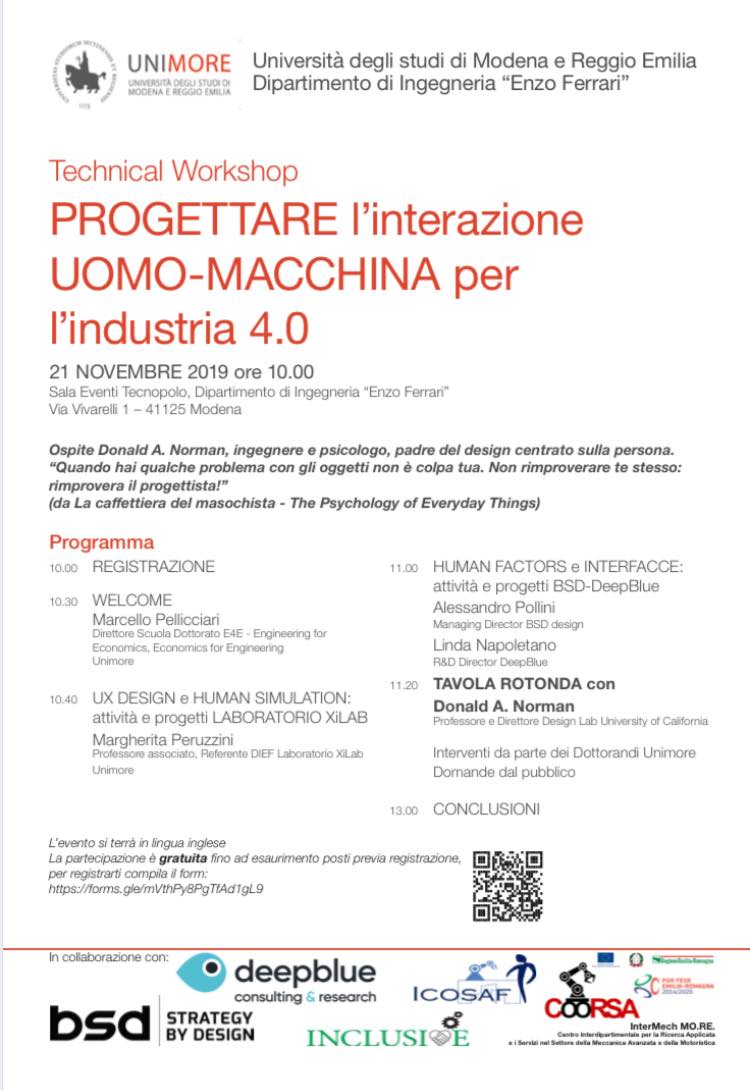 col_robot's tweet photo. @Pellicciari_MO 
Technical Workshop PROGETTARE l’INTERAZIONE UOMO-MACCHINA per l’INDUSTRIA 4.0
ospite Donald Norman al Tecnopolo di Modena ... oltre 500 iscritti! https://t.co/jpRPLQS5NM