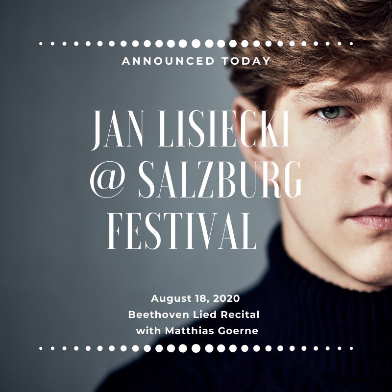 @janlisiecki to make @SbgFestival debut with #MatthiasGoerne in August 2020!

bit.ly/33Lfe1t

#janlisiecki #salzburgerfestspiele #sbgfestival100 #beethoven