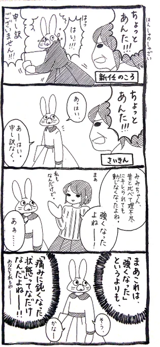 【うさぎ】同じとこ殴られ続けると、痛みが麻痺するじゃん。麻痺してるだけでダメージはあるんだけど。 