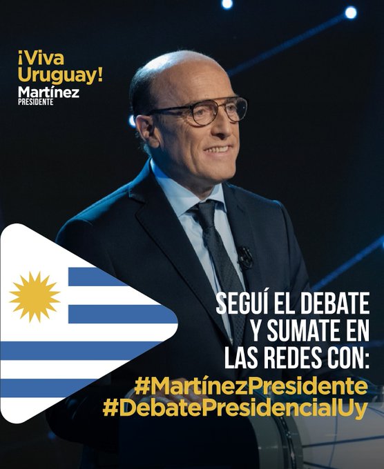 Huelga1973's tweet photo. Hoy a las 20:30 no te pierdas el debate presidencial, todos estaremos dándole apoyo a Martínez a través de las redes con #MartinezPresidente #DebatePresidencialUy
No te lo podés perder, estaremos todos expectantes a los dos modelos de países que se expondrán 🔴🔵⚪ https://t.co/ixIBiNLRVh