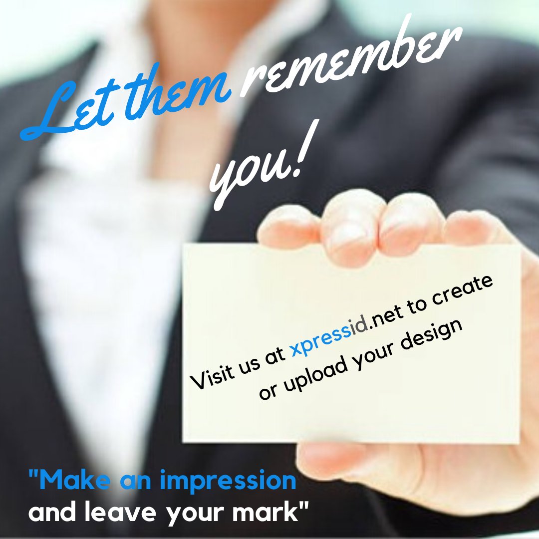 XpressID's tweet image. Start designing your ids or business cards with us and let your customers remember you. Visit us at xpressid.net #idcarddesign #branding #wedesignweprint #youdesignweprint #Xpressid #Professional #Entrepreneur #BusinessCard #HumanResources #IdPrinting #Creativity