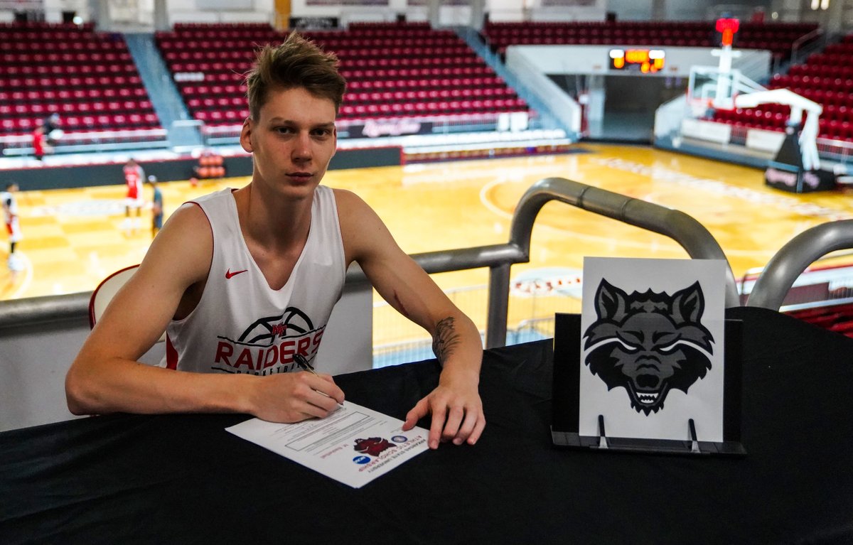 NWFRaiders's tweet photo. Congrats to Indrek Sunelik on signing his NLI to play for @AStateMB!

#SoundTheSiren | #WolvesUp https://t.co/KHKiHvjFEF