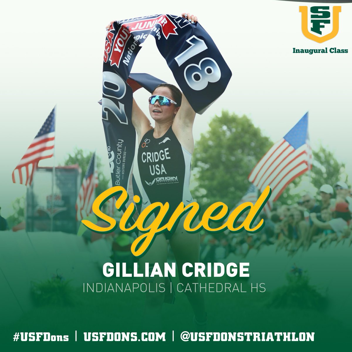 USFTriathlon's tweet photo. Welcome, Gillian Cridge, to the Hilltop.
Cridge joins the 2020 roster!
#USFDons https://t.co/1YDO798BOD