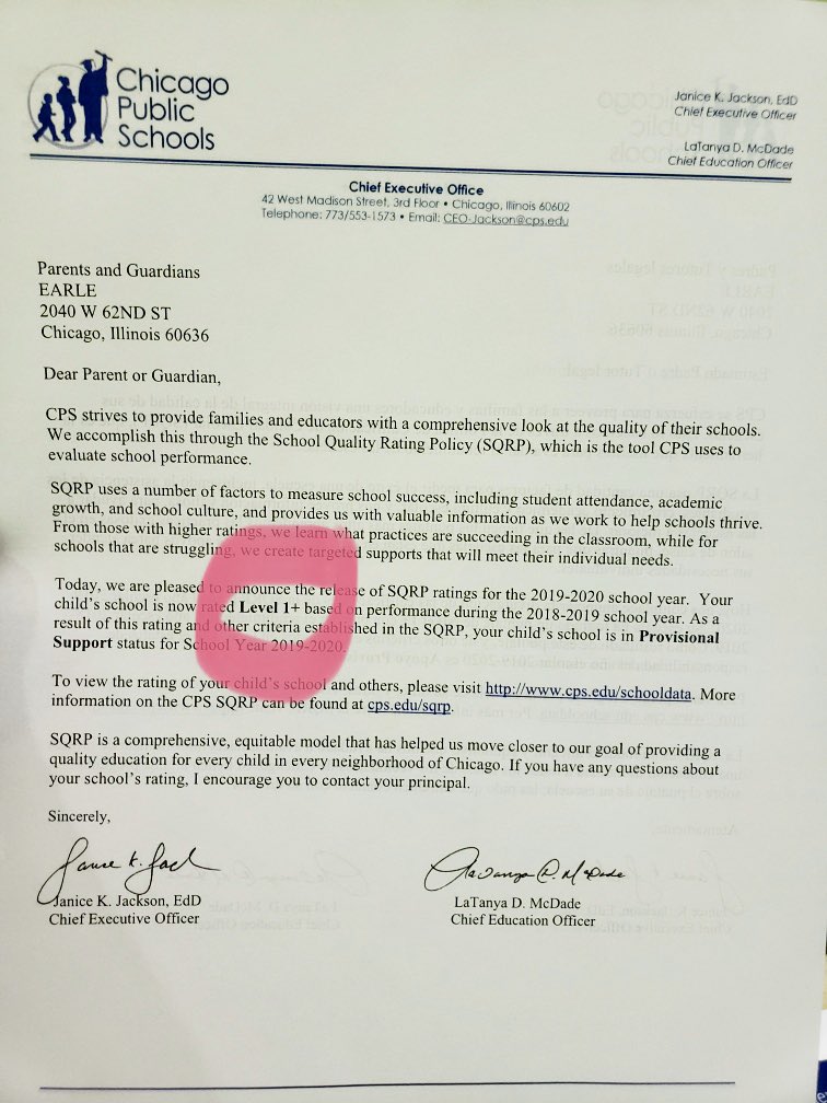 EarleStem's tweet photo. Straight from the desk of @CPSTeachLearn @janicejackson @CPSNetwork11 congratulations to @EarleStem Level 1+ #ourstaffisSTEMtastic #ourcommunityisgrowing #highachievement @ChiPubSchools @chicagoenglewood #EnglewoodChicago https://t.co/X6dovoESFI