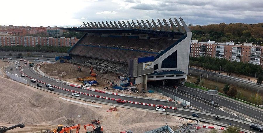 Footballtweet's tweet photo. The Vicente Calderón stadium before and after.

Atlético Madrid's iconic home has officially been destroyed. 😢 https://t.co/8a1KZ8BEOP