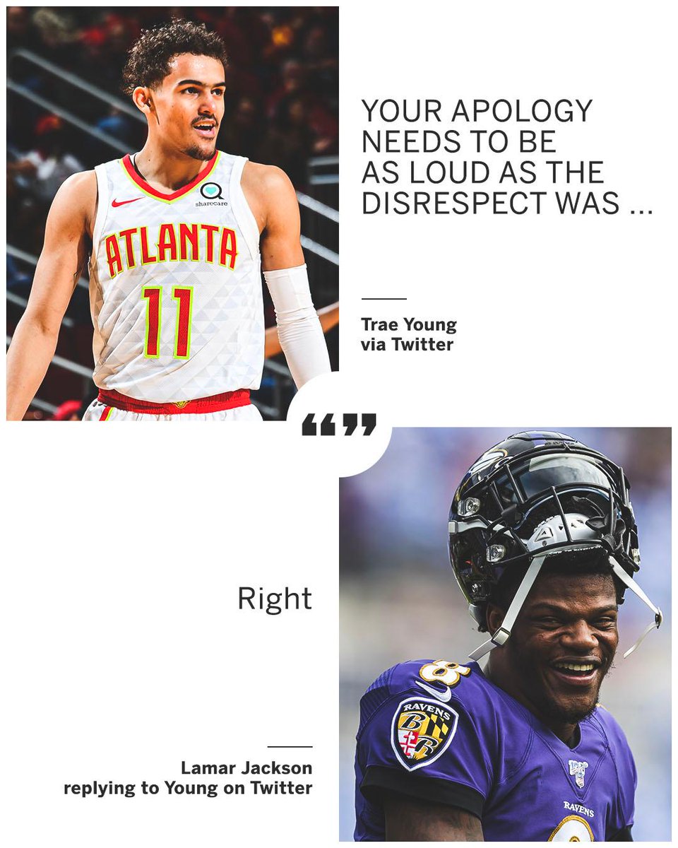 SportsCenter's tweet photo. Trae Young and Lamar Jackson have a message for their doubters 📣 https://t.co/GftdTN09AO