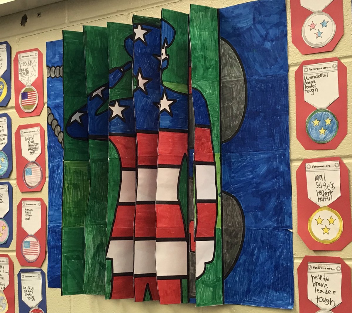 toddallgor's tweet photo. Ss @SCSEagles1 were excited, engaged and very proud to create this Poster to honor Veterans on Veteran’s Day. Thank you  @artwithjennyk for the creative idea.  #VeteransDay https://t.co/zFLU6LSMw3