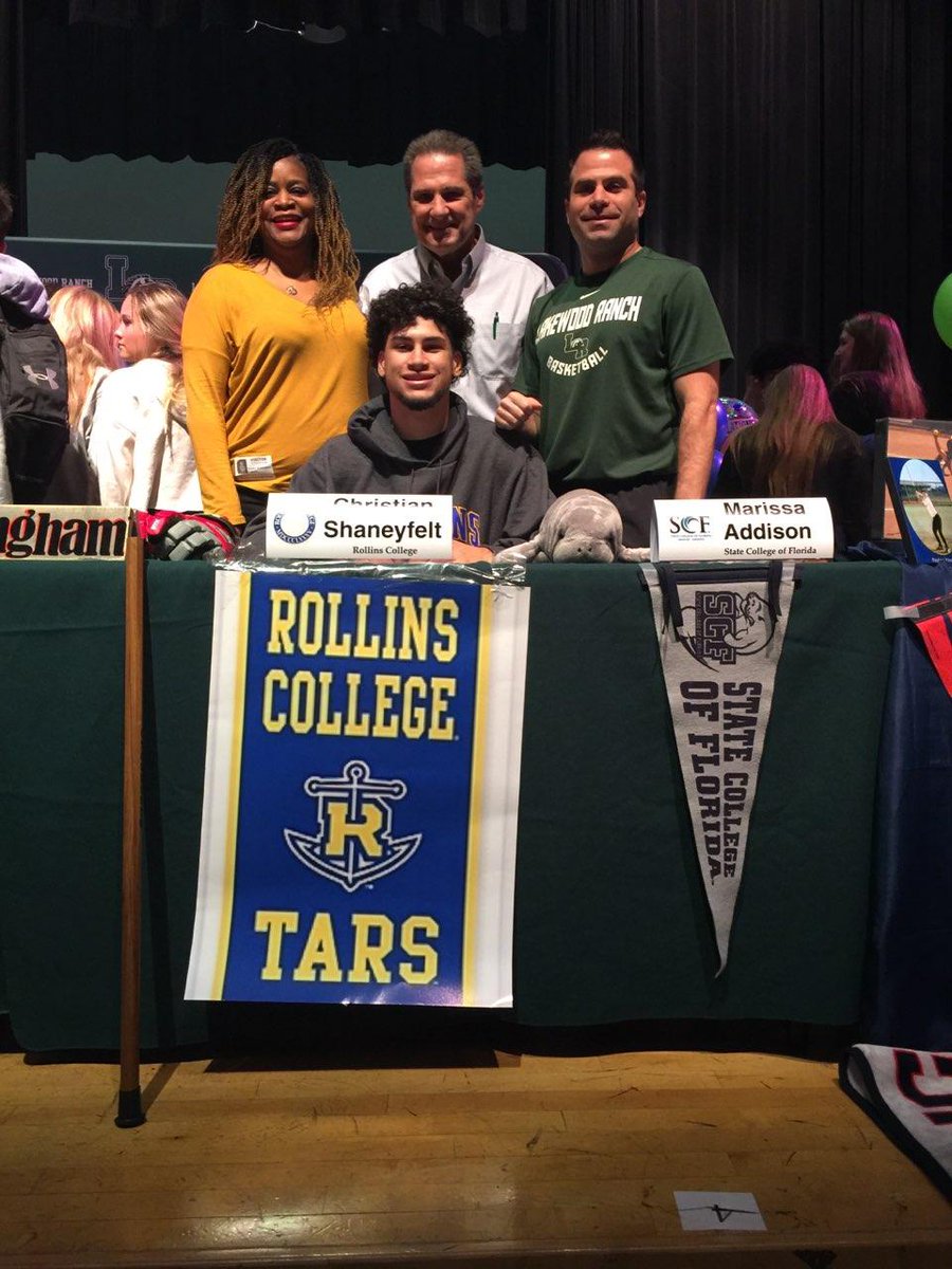 CoachJSchiller's tweet photo. Congrats Christian Shaneyfelt on signing with Rollins

Great school in a great conference!

So proud of you!

Awesome signing day ceremony @RanchLakewood 

@Official_CShan @rollinscollege @kevinhogan14 @RollinsMBB https://t.co/V55ErjdDDX