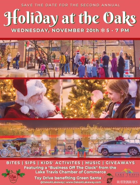 LTlaboroflov's tweet photo. Only 1 more week until Holiday at the Oaks!  Come out for the fun and bring a new unwrapped toy for Green Santa!

@OaksatLakeway https://t.co/qaS7qOEE73