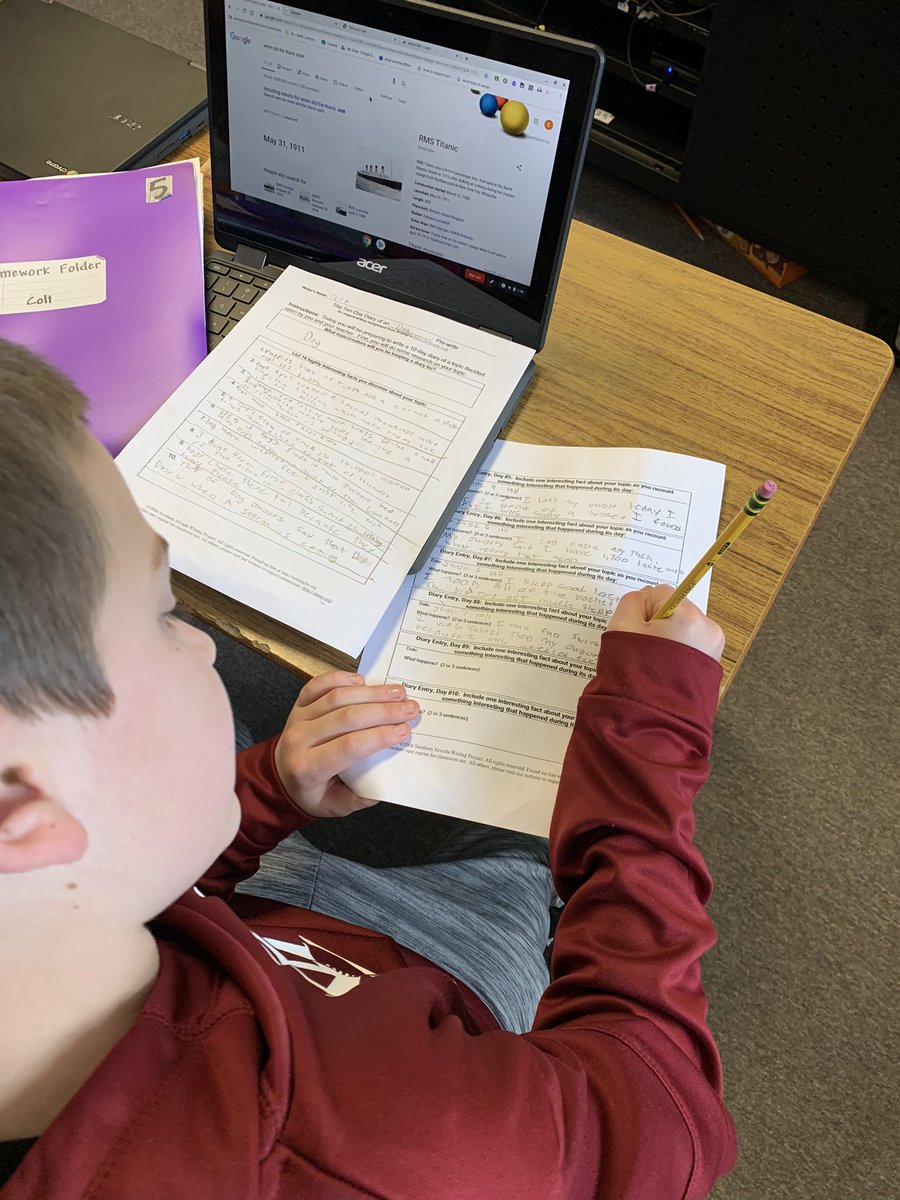 miss_campbell5's tweet photo. Who knew writing could keep the attention of my fifth graders. We are learning about how we can use ideas from the mentor text Diary of a Worm. The kids picked their own animal, researched facts, and are writing fiction journal entries #teamnathanaelgreene #writingcanbefun https://t.co/UErZb3slfz