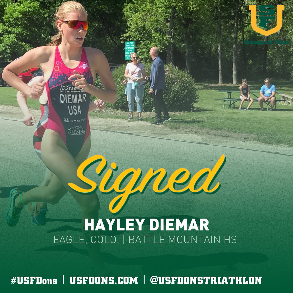 USFTriathlon's tweet photo. The Dons have added Hayley Diemar to their roster!

Welcome to the Hilltop!

#USFDons https://t.co/R5yEHA9iVV