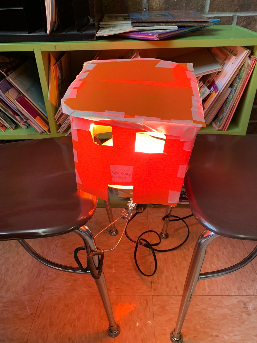 TheSTEMnerdette's tweet photo. Ss @HearneWCS used knowledge from math/science class to design &amp; build a building that retained the most heat. Took our initial temps &amp; thermal imaging. We will patch where heat is escaping using best insulator from their science lab &amp; take 2nd round of temps! #ITFMitchell #PBL https://t.co/011oY33UiA