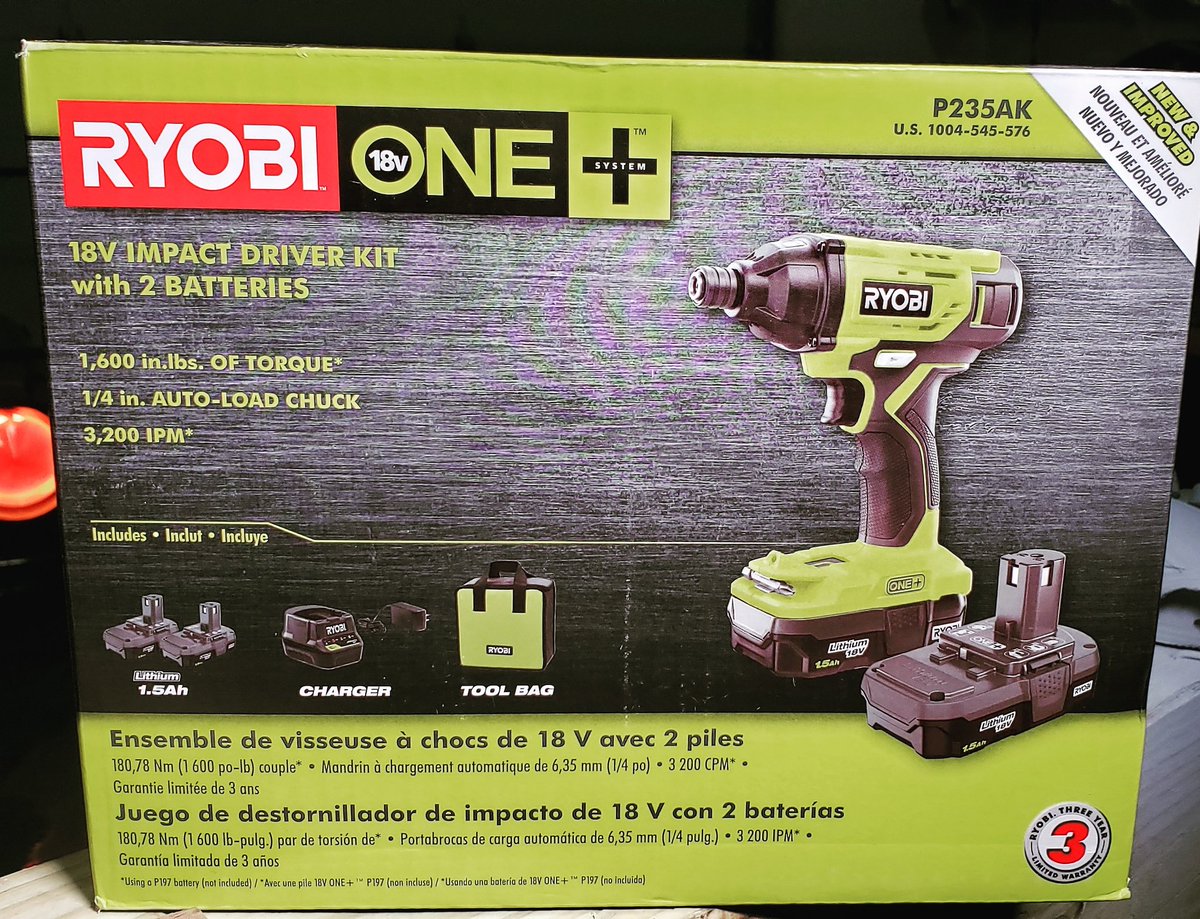 Ryobi P239 18V One Cordless Brushless 3 Speed Impact Driver Bare Tool