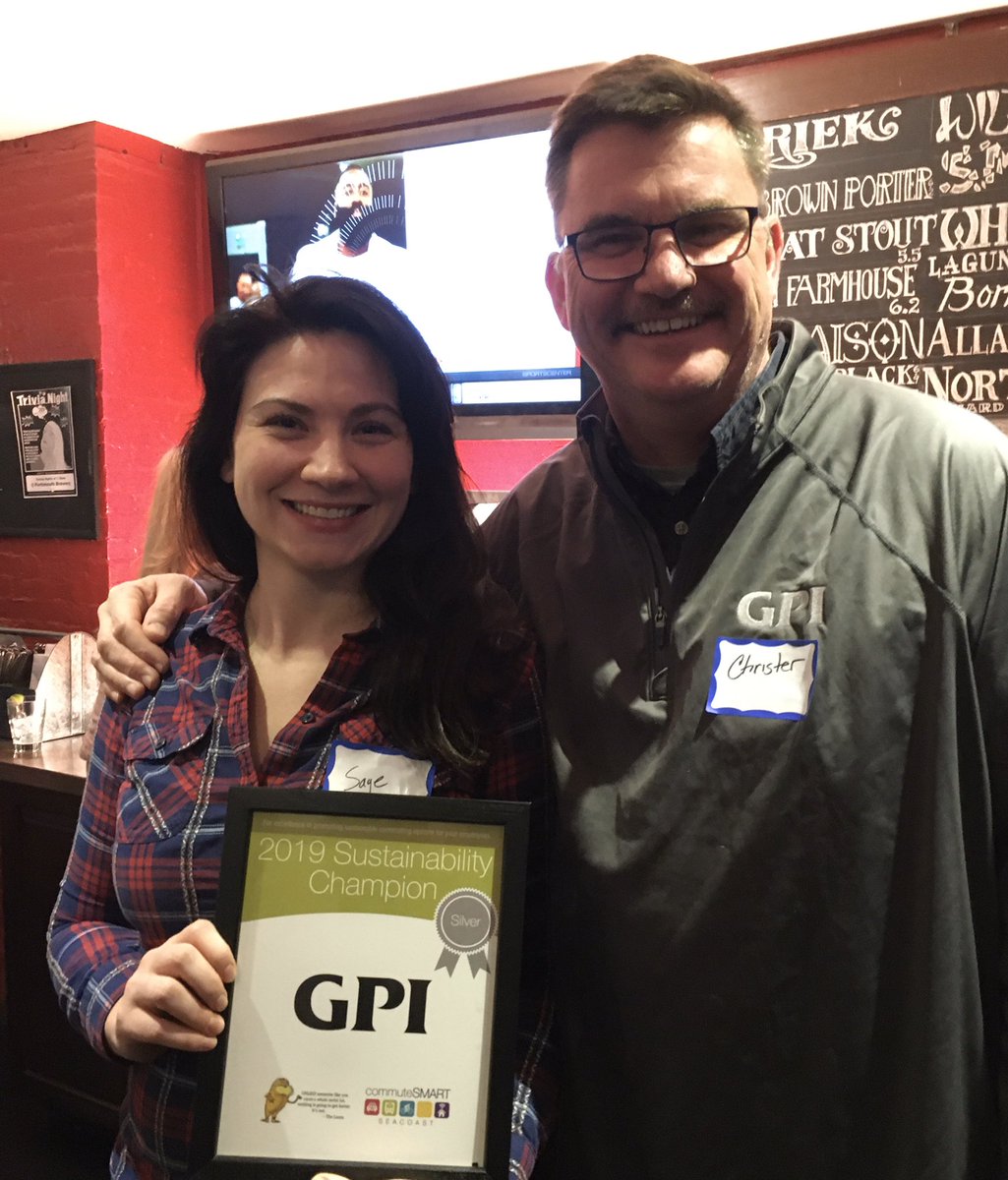 lcouillard15's tweet photo. GPI‘s Portsmouth office recognized for excellence in promoting sustainable commuting options! 
#commuteSMART #Seacoast #PracticeWhatWePreach @gpi1966 https://t.co/hl5V2IkP8u