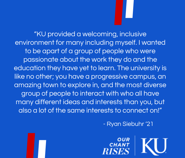 KUHigherEd's tweet photo. This week, we asked Ryan Siebuhr #WhyKU and check out what he said🧐 Ryan is a first-year in the program from across the way in Wichita KS and serves as an Assistant Complex Director in Ellsworth Hall🏠. #KU #RockChalk #SAGrad #Housing #HigherEd https://t.co/MPtyj2n72y