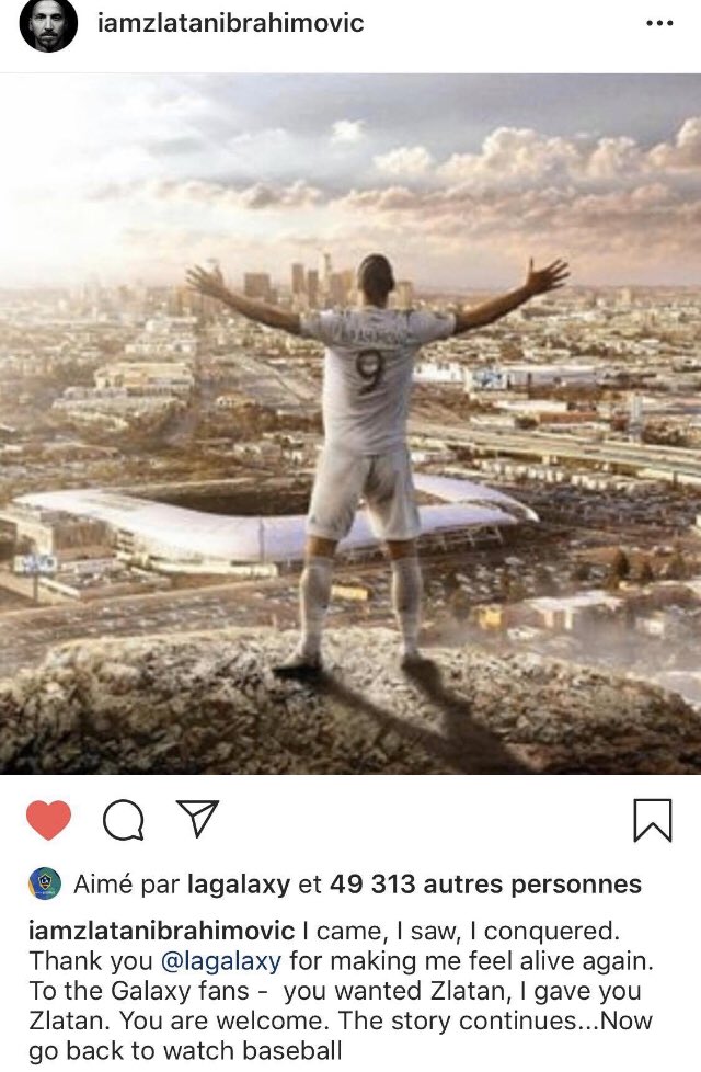 YahooSportFR's tweet image. Ibra quitte la MLS...en toute simplicité 😂 "Je suis venu, j'ai vu, j'ai vaincu. Merci à LA de m'avoir permis de me sentir encore vivant. Aux fans du Galaxy, vous vouliez Zlatan, je vous ai donné Zlatan. De rien. L'histoire continue. Maintenant, retournez regarder du baseball."