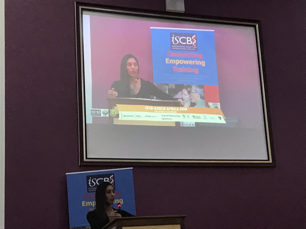 alangchris's tweet photo. @TCalvertJoshua PhD student in our lab during Q/A after presenting her algorithm for finding #operons in #mtb at #ISCBAfrica-#ASBCB 2019 @SANBI_SA @UWConline https://t.co/foW6uhfgUy