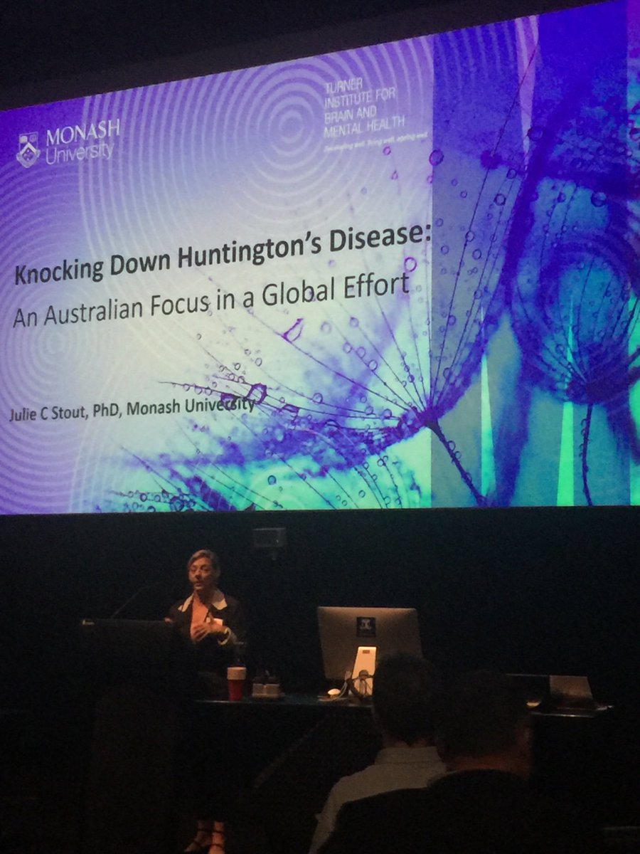FionaJClay's tweet photo. Julie Stout from Monash talking about a range of Huntingtons disease projects including work on apathy and effort reward #HRGV @monash @DrAnitaGoh @DannyHatters https://t.co/Vx86ZedwBA