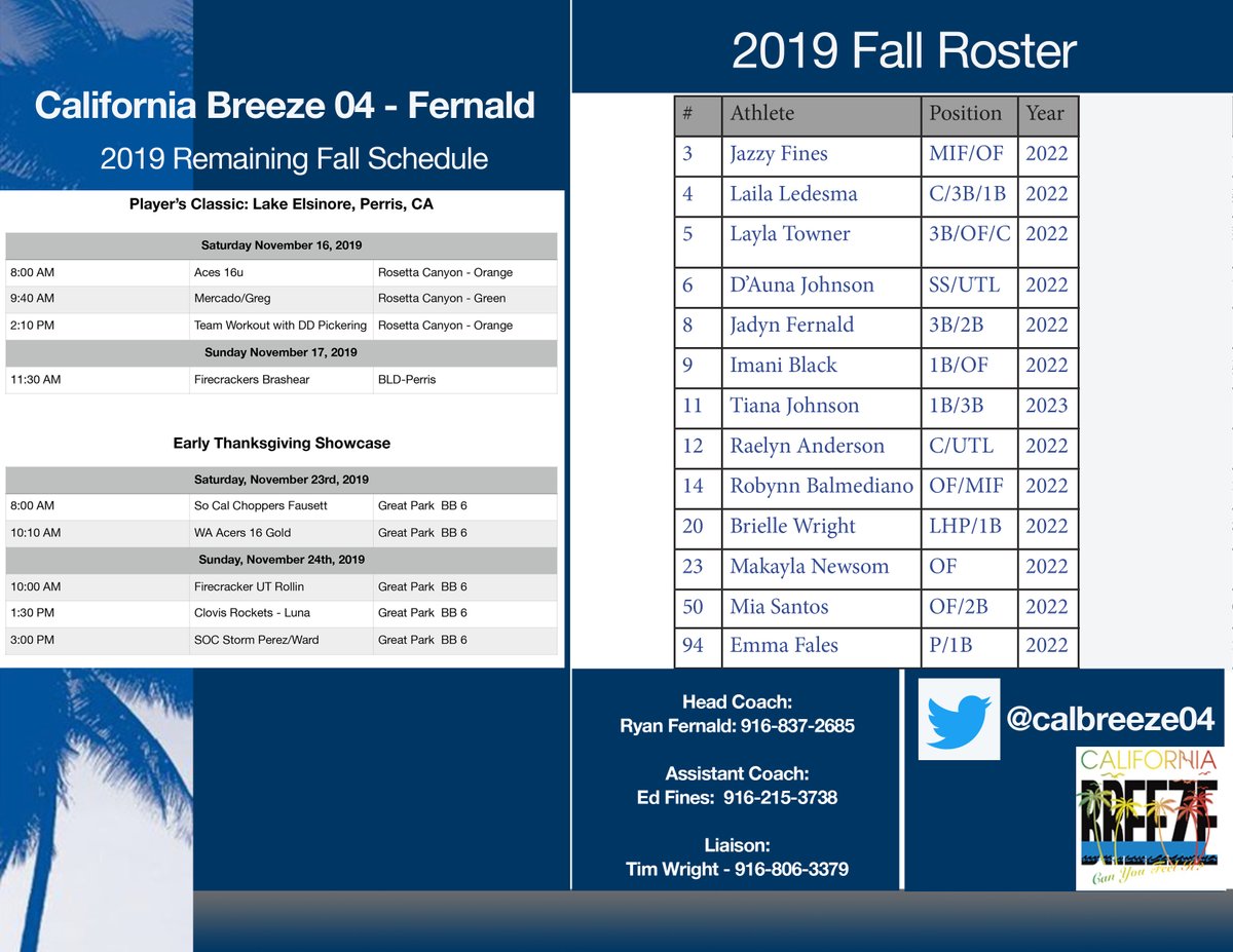 calbreeze04's tweet photo. Hope to see you in SoCal Soon!  Here is our schedule for the rest of the fall! Contact numbers also.  @ExtraInningSB @FloSoftball @ondecksoftball @MelyssaLombardi @Trisha_Ford @CalSB @Utah_Softball @UtahStateSoftba @CoachPinkerton @USU_CoachH @Coach_Fisher @BUMoore and others! https://t.co/4Jlu2F0L8s