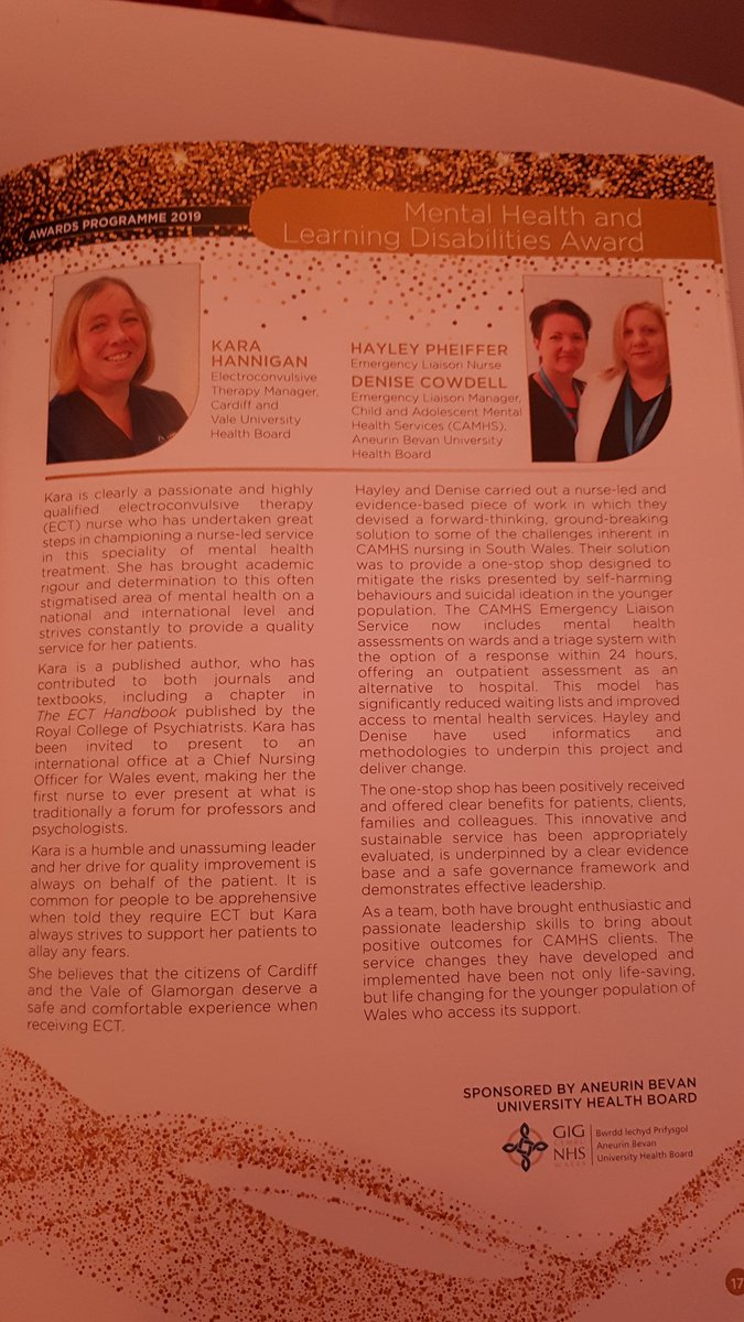 PheifferH's tweet photo. Winners of the Mental Health and Learning Disabilities Award #WalesNOTY2019 #RCNwales #ABUHB https://t.co/SagavsGgzp