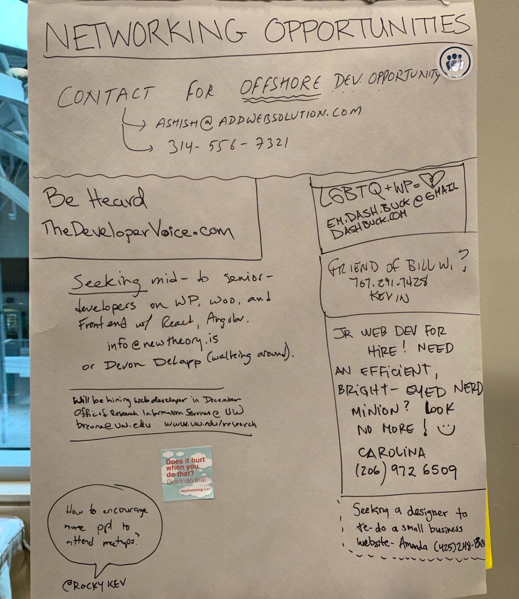 This year we added a board to allow others to post work and networking opportunities. 

If you missed it at #wcsea: