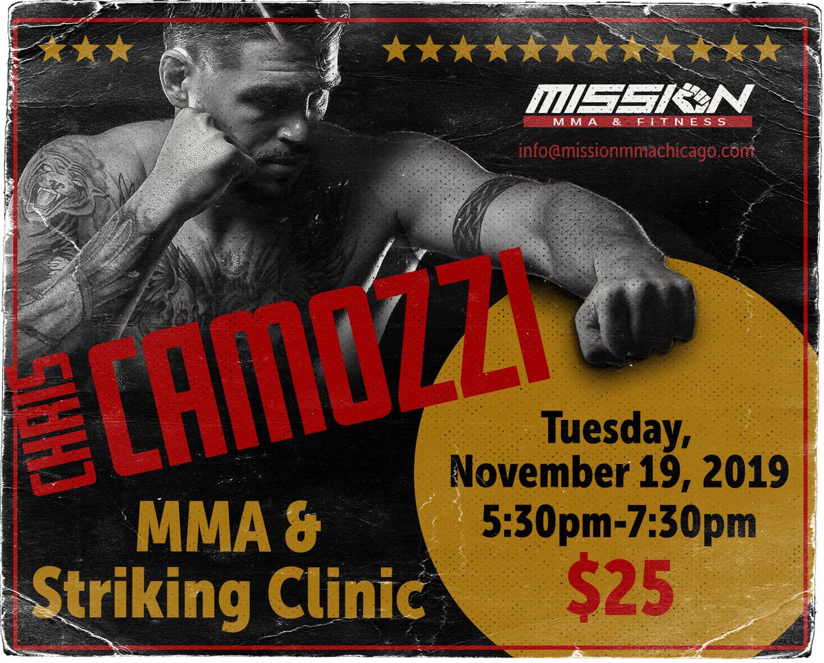 ChrisCamozzi's tweet photo. Hey Chicago! I’m going to be hosting a seminar @MissionMMAChi Tuesday the 19th! Hope to see you there! https://t.co/sT2dcJoavX